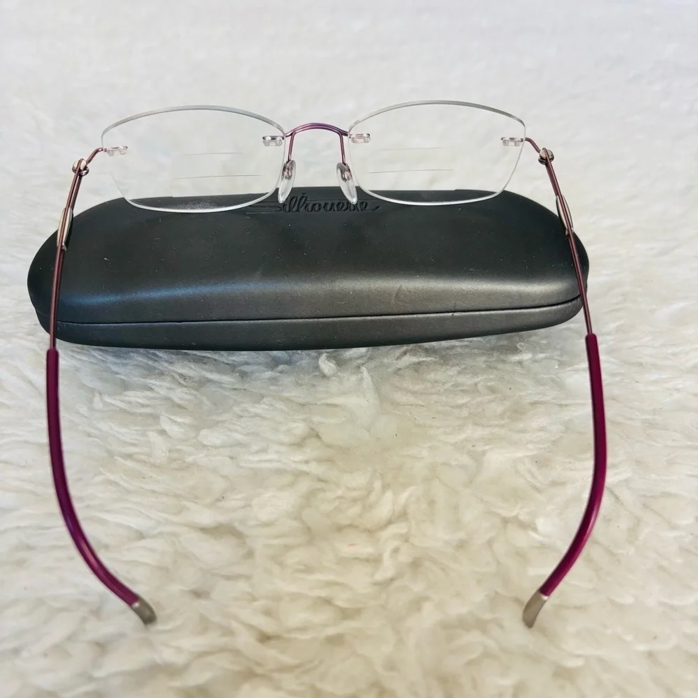 Silhouette Rimless Rose Gold/Burgundy 4299 40 6053 Eyeglasses Frame w/ Case